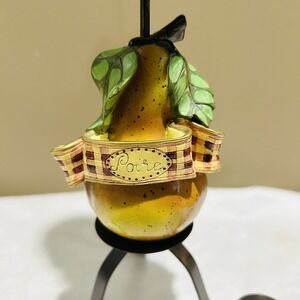 Vintage Voghelle Pear Metal Candle Holder hand painted Country Kitchen Decor 14”